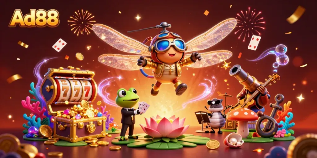 Experience thrilling gaming with Ad88 featuring dynamic 3D elements from the casino world.