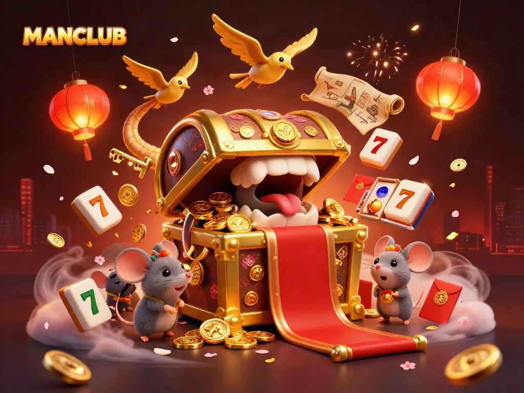 Join the excitement at MANCLUB with vibrant slot reels and adventurous character illustrations.
