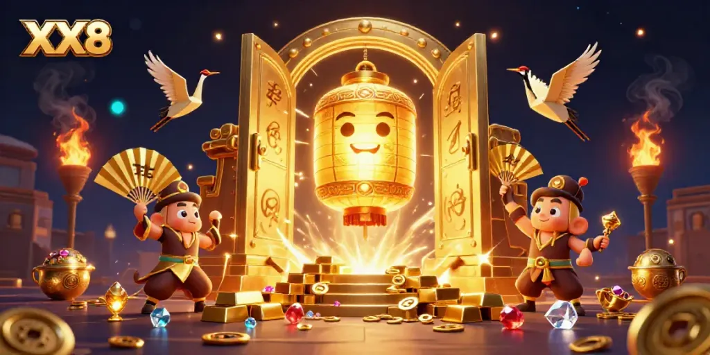 Experience thrilling slots and casino games at XX8 with golden treasures and vibrant characters.