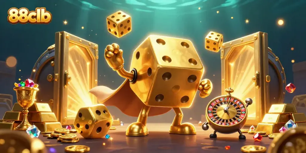 Experience exciting gameplay at 88clb with massive golden dice and treasure vaults.