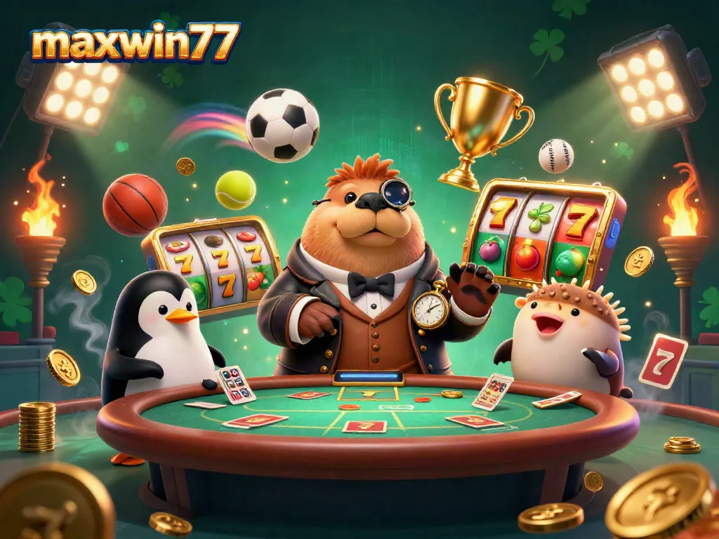Experience thrilling gameplay with maxwin77 in this vibrant underwater casino scene.