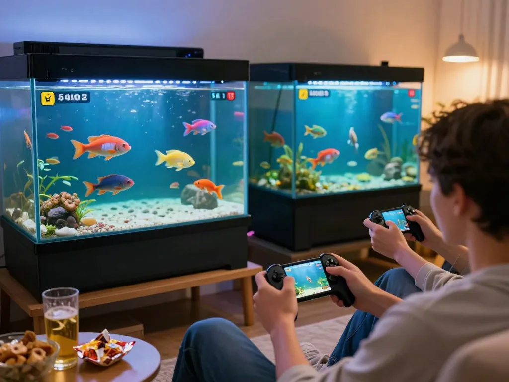 Engaging scene of friends playing lại là Bắn cá đổi thưởng game with colorful fish graphics and cozy ambiance.
