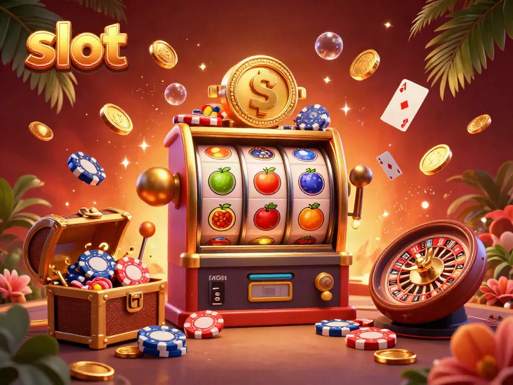 Experience thrilling slot gameplay with jackpot excitement and vibrant casino elements in this detailed illustration.
