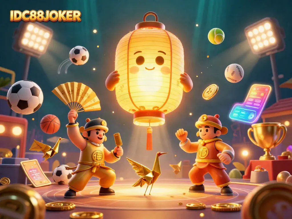 Engage with IDC88JOKER's vibrant casino experience featuring dynamic characters and sports elements.