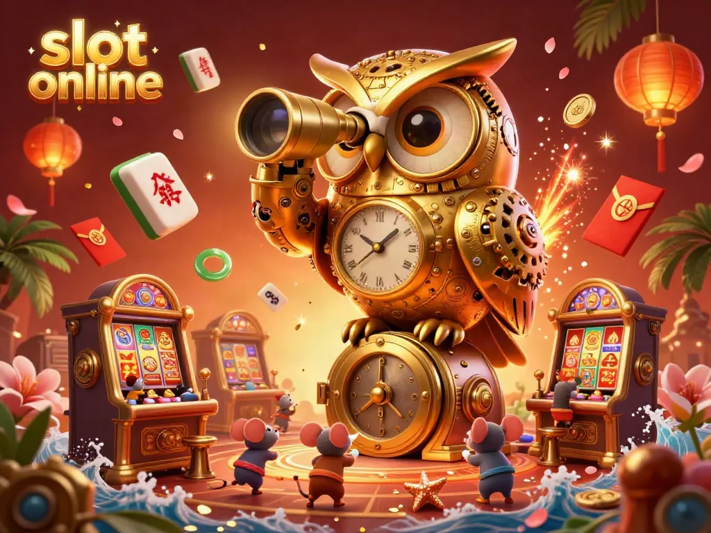 Experience thrilling slot online action in an enchanting casino scene featuring a golden owl and charming mouse patrons.
