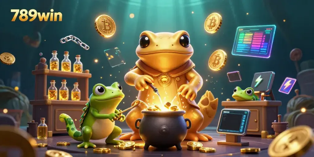 Experience the magic of 789win as the golden salamander alchemist reveals hidden treasures in a vibrant, dynamic scene.
