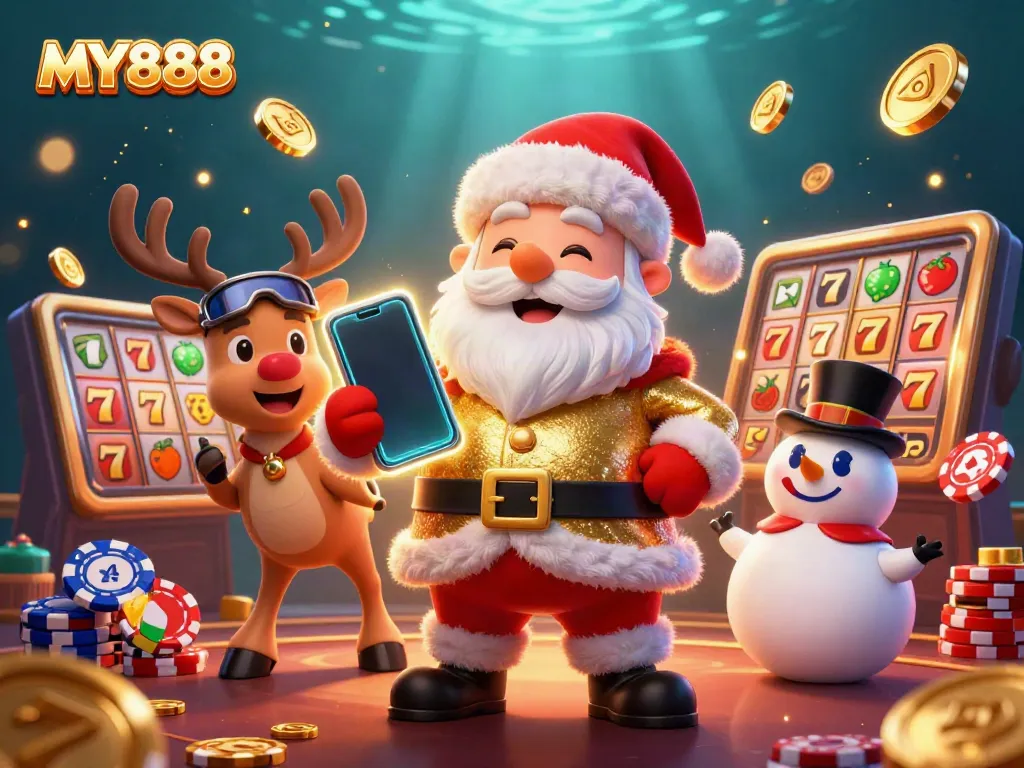 Engage in MY888's thrilling casino atmosphere featuring vibrant characters and dynamic slot elements.