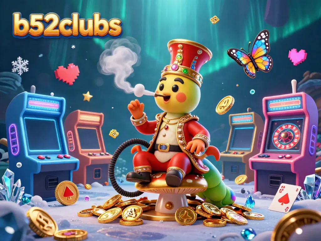 Engage with exciting games at b52clubs featuring lively 3D characters, poker symbols, and casino elements.