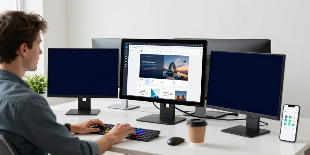 Workspace showcasing a user navigating 최신주소 links and websites for efficient access.
