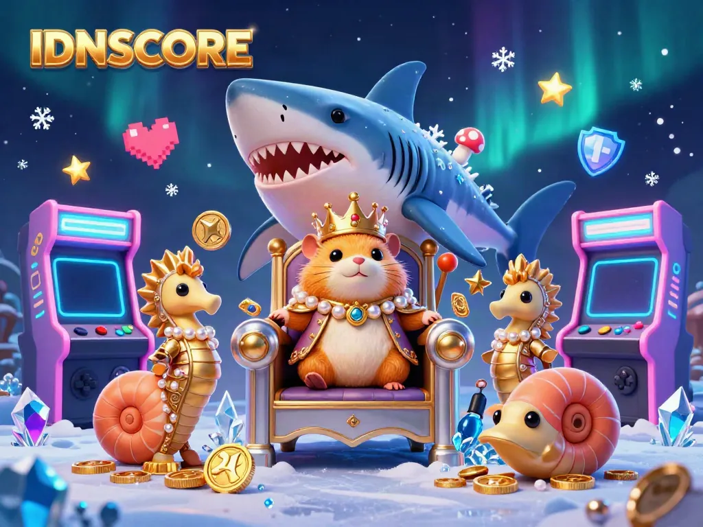 Engage with IDNSCORE featuring a golden hamster king in a vibrant casino-themed scene with dynamic gaming elements.