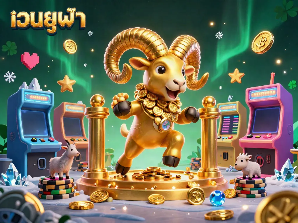 Experience the thrilling adventures at เว็บยูฟ่า with golden ram charging through a vibrant casino.