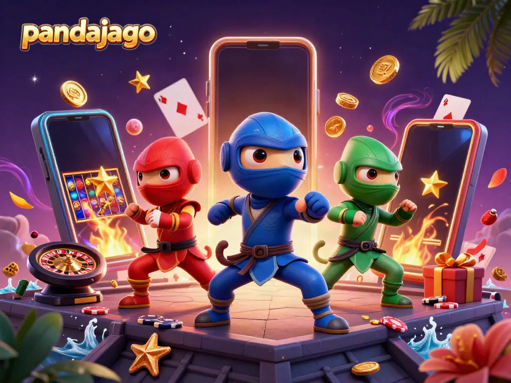 Gambler dan permainan slot berjalan di tengah ninja chameleon yang beraksi, pandajago menampilkan energi luar biasa.