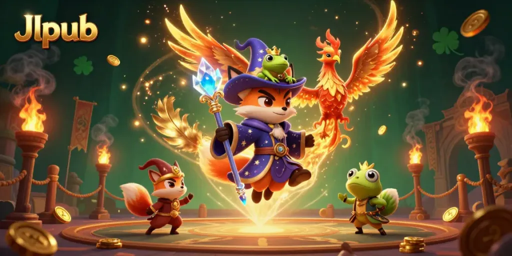 Experience excitement with Jlpub's captivating casino theme featuring a mystical fox and phoenix.