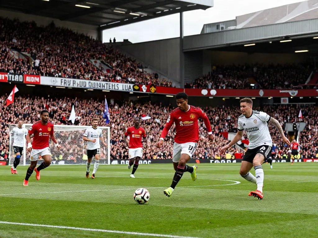 Intense action moment from the Manchester United vs Liverpool football match, showcasing rivalry during a key play.