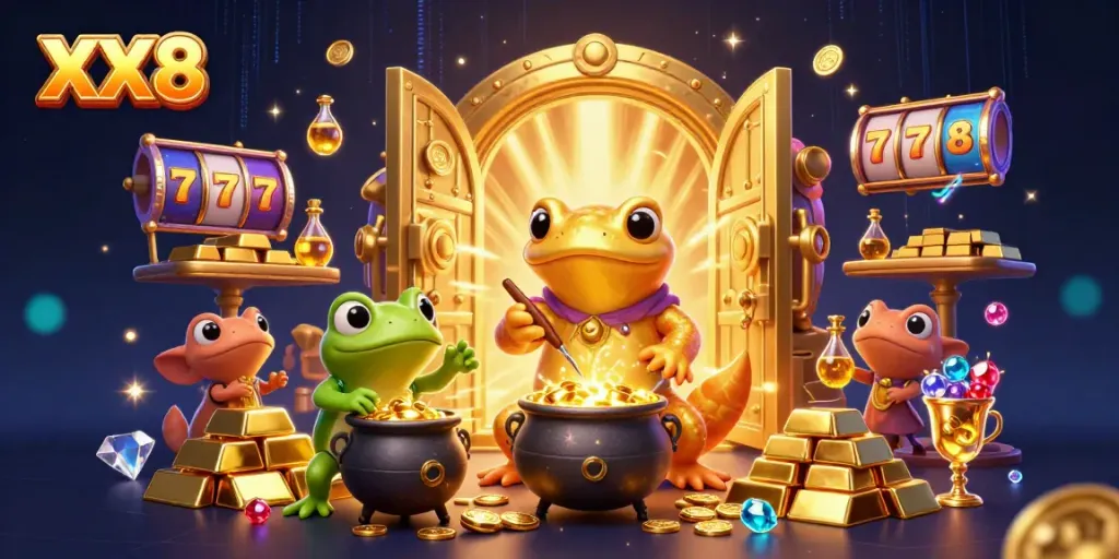 Experience the magic of XX8 as the alchemist transforms metals into winning treasures amidst vibrant casino energy.