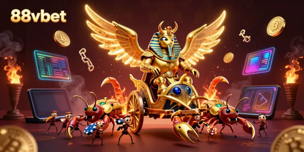 Engage with the exciting 88vbet world featuring enchanting gambling elements in a vibrant 3D artwork.