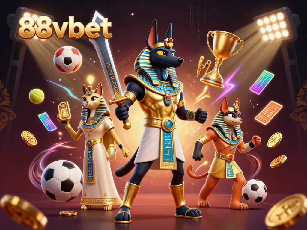 Engage with thrilling 88vbet sports betting visuals featuring dynamic characters and game elements.