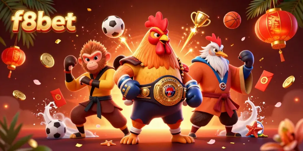 Experience thrilling sports action with f8bet in a dynamic casino environment featuring 3D characters and game elements.