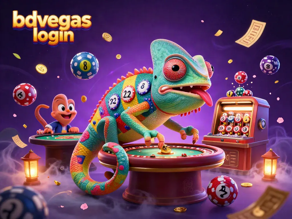 Experience seamless bdvegas login with a colorful casino-themed illustration highlighting vibrant gaming elements.