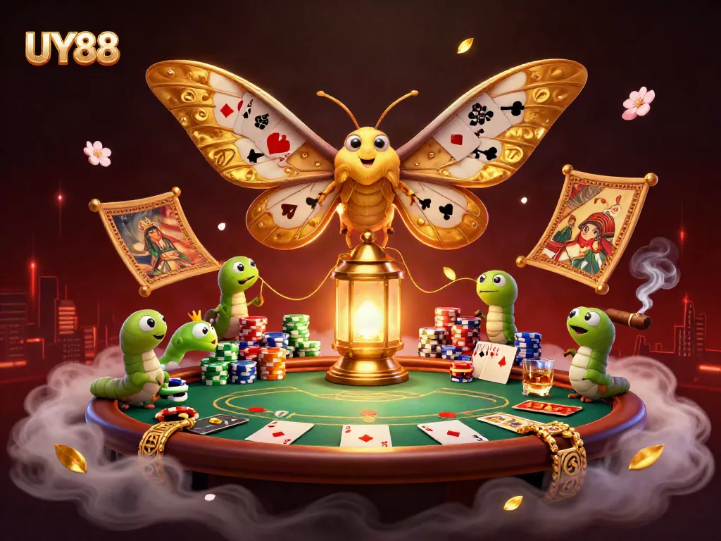 Experience thrilling gameplay at UY88 with this vibrant 3D illustration featuring casino elements.