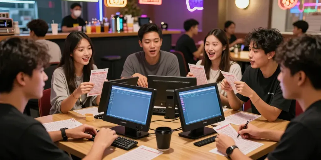 Dewalangit: Pengunjung bet togel tampak bersemangat di venue taruhan modern.